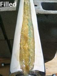 Garmin rudder filled with epoxy and glass